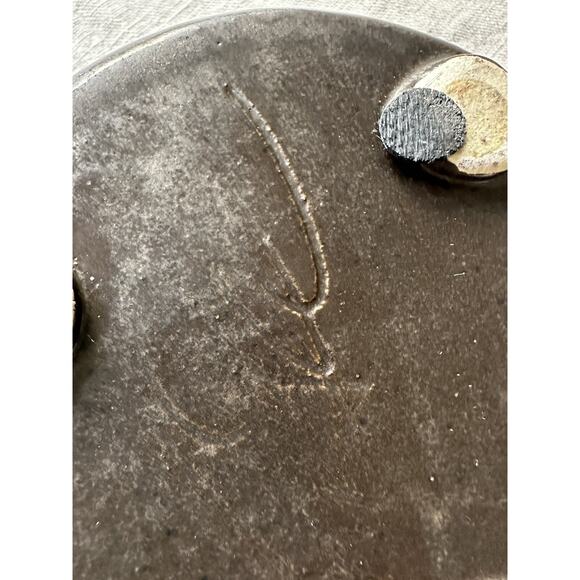 Vintage Ikebana Ceramic Flower Vase Handmade, Painted, Signed. Copper Stand 7x2” - Picture 7 of 13